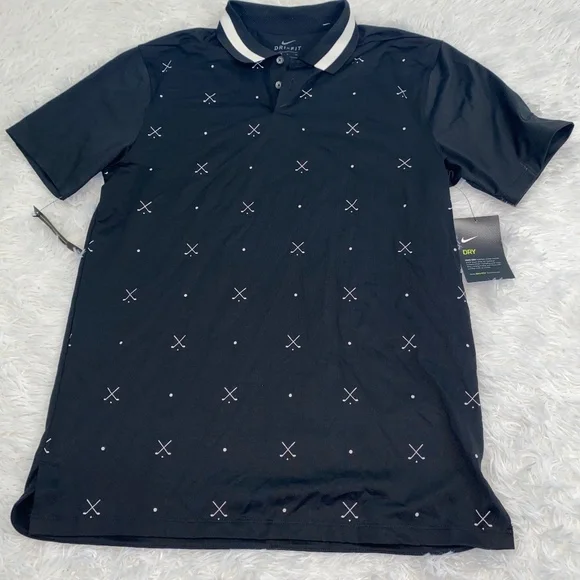 Nike Shirts Nwt Nike Golf Drifit Polo Shirt Black With White
